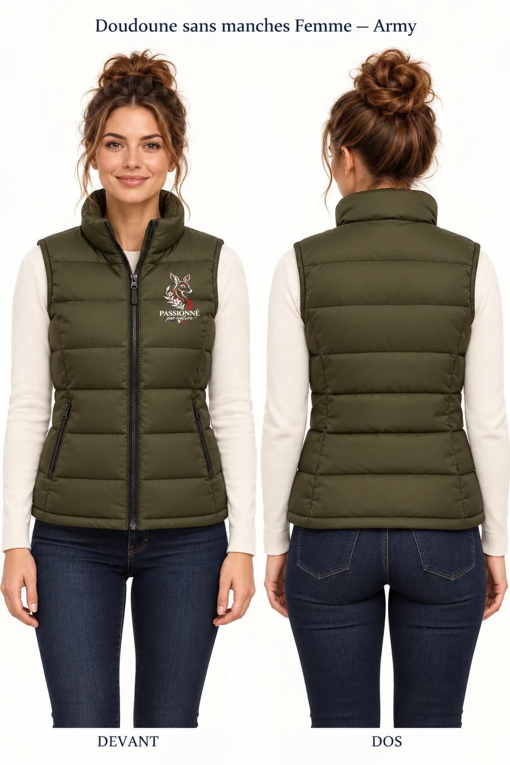 Doudoune sans manches Femme Biche — Army