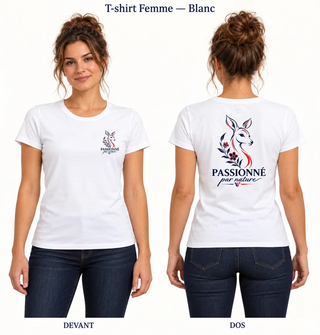 T-shirt Femme Biche — Blanc