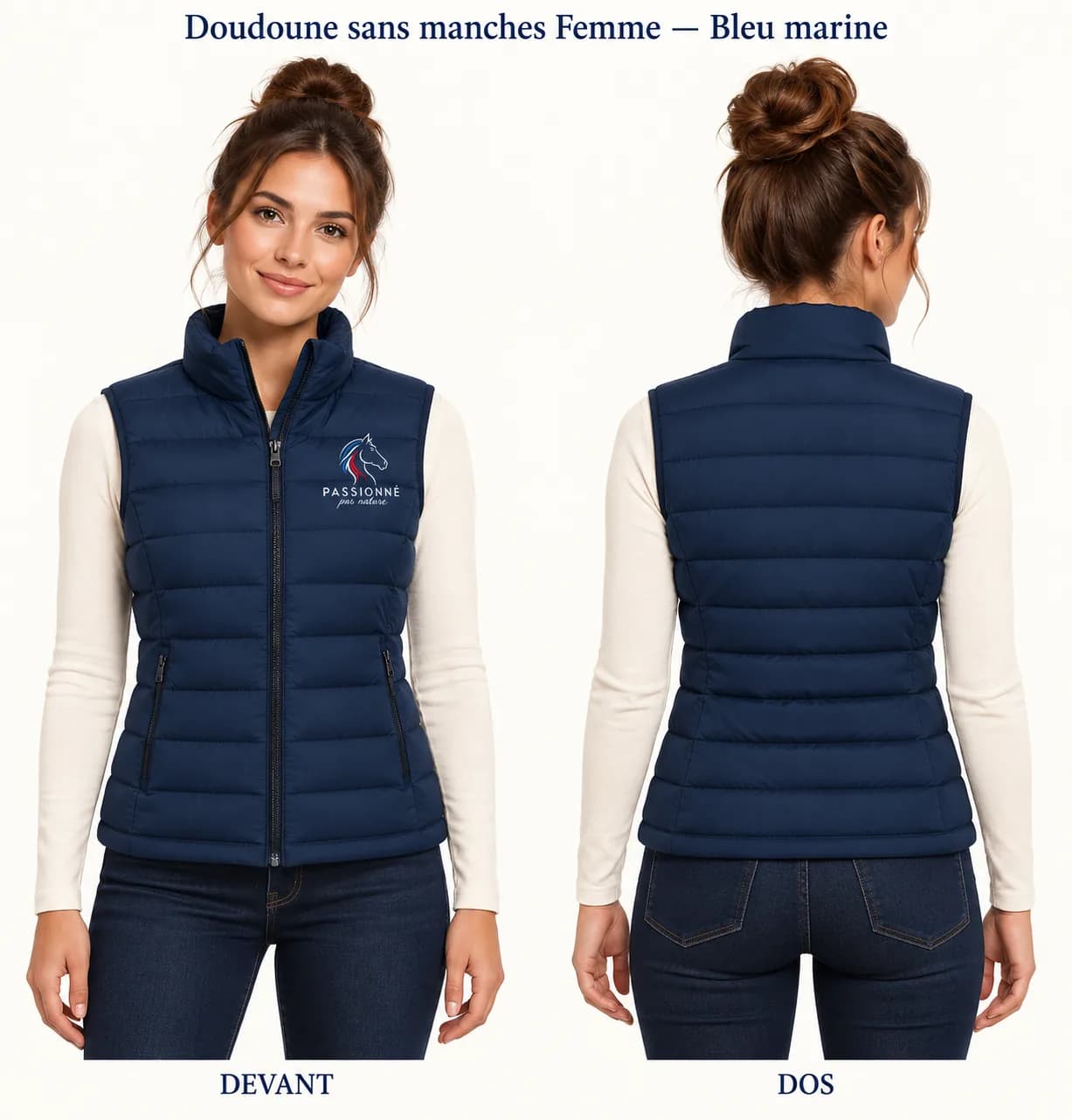 Doudoune sans manches Femme Équitation — Bleu marine