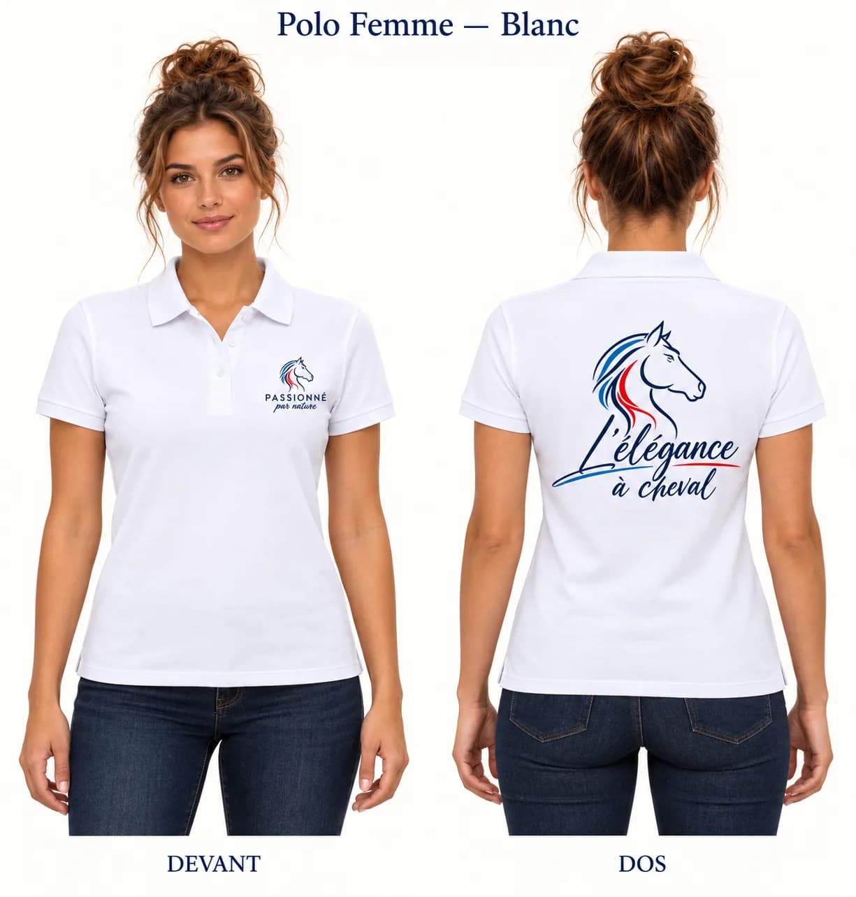 Polo Femme Équitation — Blanc