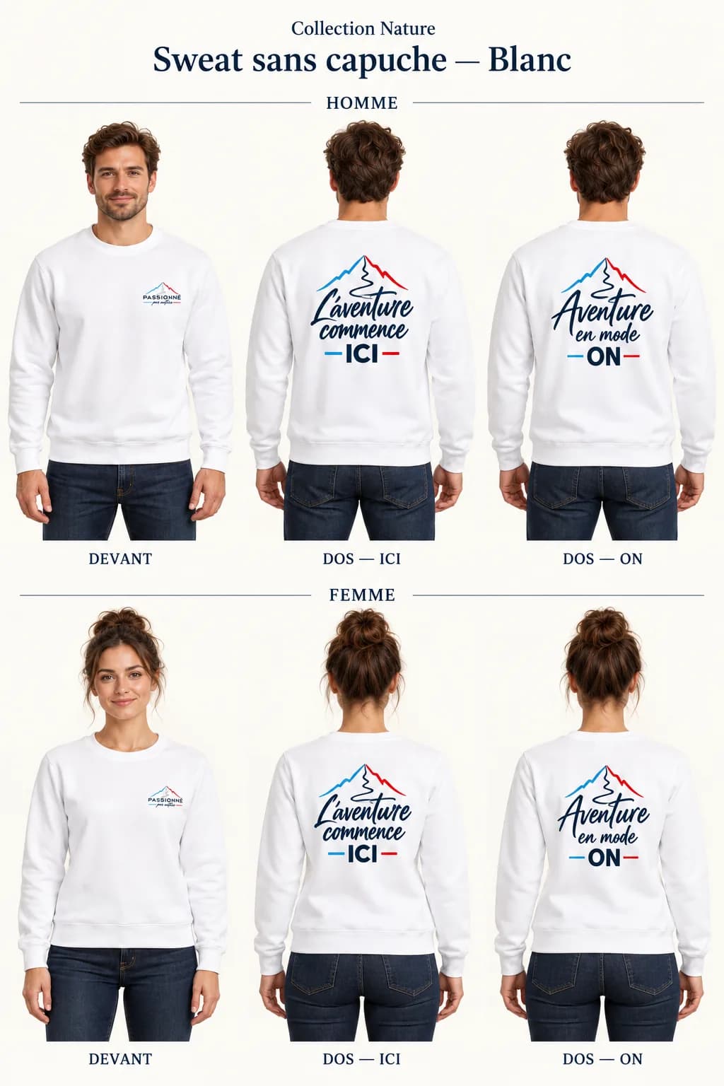 Sweat sans capuche Nature — Blanc